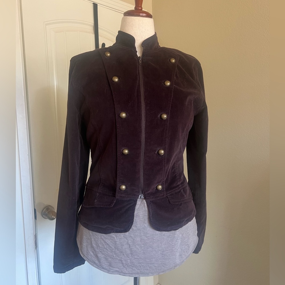 Military Inspired Hip Length Corduroy Jacket Size 8 or Medium Zena Jeans Brand